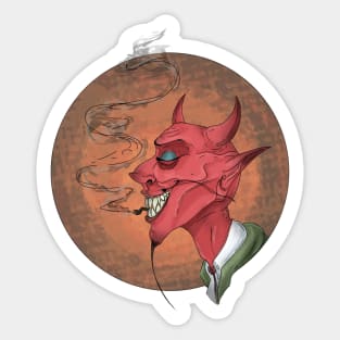 Devil face smoking cigarette Sticker